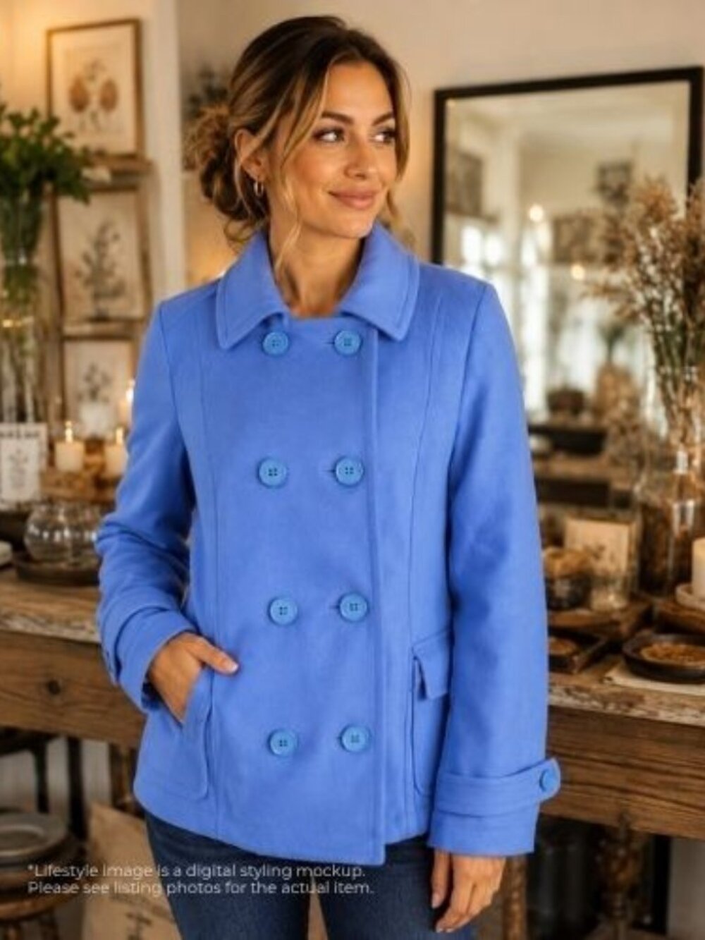 NWT Old Navy Wool Blend Peacoat Blue Large